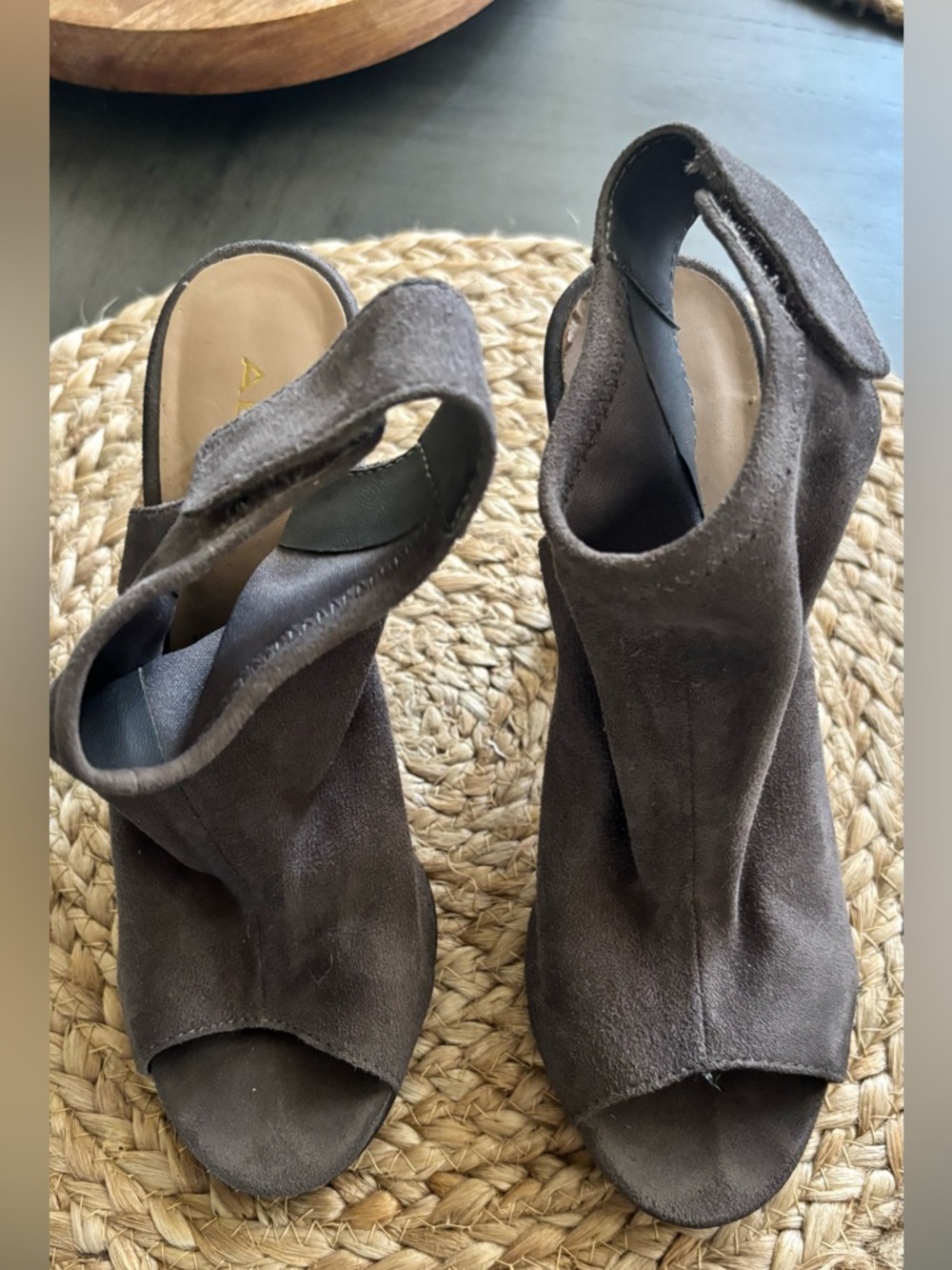 Aldo Brown Suede Open-Toe Ankle Heels